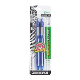 Zebra Pen Zebra, Z-Grip Retractable Ballpoint Pen, 1.0mm, Blue, 2 Pack(22222)