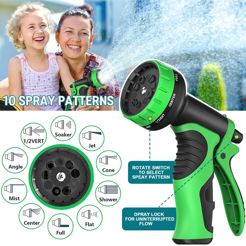 Expandable Garden Hose 25ft with 10 Function Nozzle Sprayer -