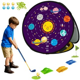 Kids Golf Set With Club - 28Pcs 4-In-1 Kids Sticky Golf Games Set , 4 -Sided Golf Chipping Net，Multiple Game Modes , Sports Outdoor Indoor Toys , Birthday Gifts for Girls Boys for 4 5 6 Years Old