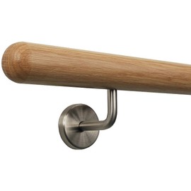 Oak Railing Handrail Set Kit with Angled Holder Various End Pieces, Length 30-500 cm from One Piece