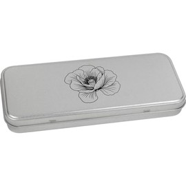 Azeeda 'Poppy Flower' Metal Hinged Stationery Tin/Storage Box (TT00256042)