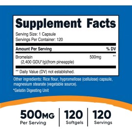 Bromelaina De La Piña 500 Mg Con 120 Servicios Para 4 Meses Sabor Sin Sabor