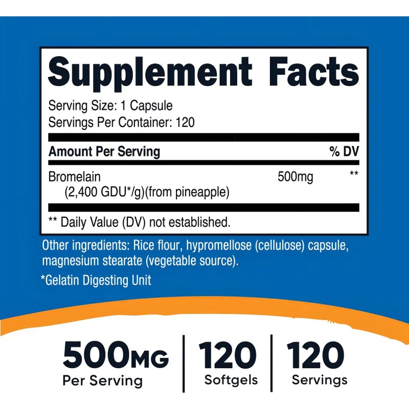 Bromelaina De La Piña 500 Mg Con 120 Servicios Para