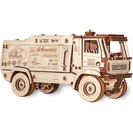 EWA Eco-Wood-Art 5309RR EWA EcoWoodArt 3D Wooden Puzzle for Teenagers and Adults Mechanical Dakar Racing Truck MAZ Model DIY Kit, Self Assembly, No Glue Required