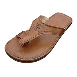 LaRocco Ledersandalen Zehenring Zehentrenner Zehenschlaufe Echtleder Sandalen 21.a.b. (48, Beige)