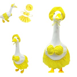 UXEWOIZ Porch Goose Summer Outfit, Porch Goose Clothes with Yellow Polka Dot, for 23"/17" Lawn Goose Statue,Goose Clothes for Yard Goose
