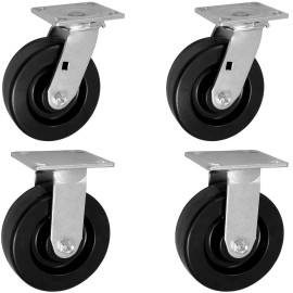 CasterHQ- 5" X 2" 2 Swivel CASTERS & 2 Rigid Set of 4 PHENOLIC Wheel - 3,200 LBS