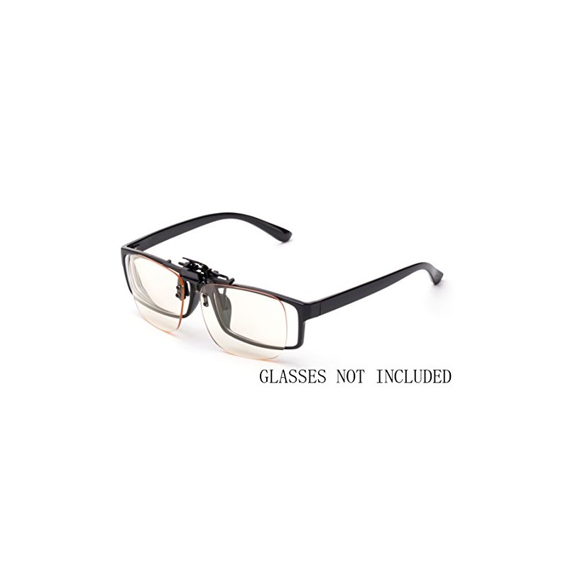 Blue Light Blocking Clip-on/Flip-up Computer Glasses Easy Fits on Frames