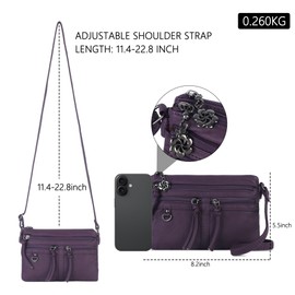 Angel Kiss Small Crossbody Bag for Women Leather Crossbody Purse Triple Compartments Cell Phone Purse Shoulder Bags for Women,Purple