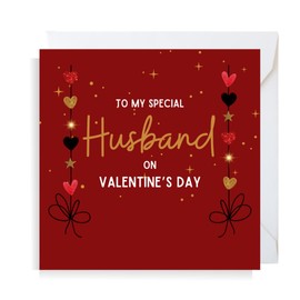 Second Ave Husband Red Heart Square Valentine's Day Greetings Card