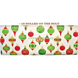 Wilmington Prints GORGEOUS METALLIC CHRISTMAS ORNAMENTS  FABRIC 1/2 YD (18"X44") #28061