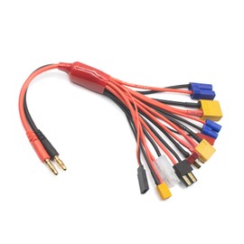 MEIVIFPV RC Lipo Battery Charger Adapter Connector 10 in 1 Multi Splitter Wire 4.0mm Banana Plug Lead Cable for TRX, T-Plug, Tamiya,Futaba, JST, XT90,XT60,XT30,EC3,EC5