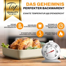 Electric Stove Thermometer Oven Thermometer Stainless Steel Oven Thermometer with Large Dial for Baking Pizza Bread