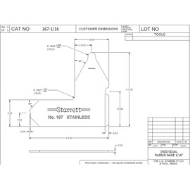 Starrett 167-1/16 Stainless Steel Radius Gauge - Inch, 1/16" Radius