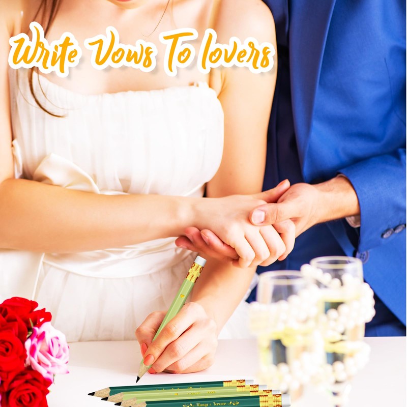 Crtiin 50 Pcs Wedding Pencils for Bridal Shower Mini Half