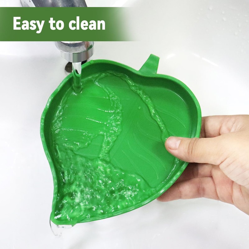 2 Pcs Leaf Reptile Food Water Bowl Plate Dish for