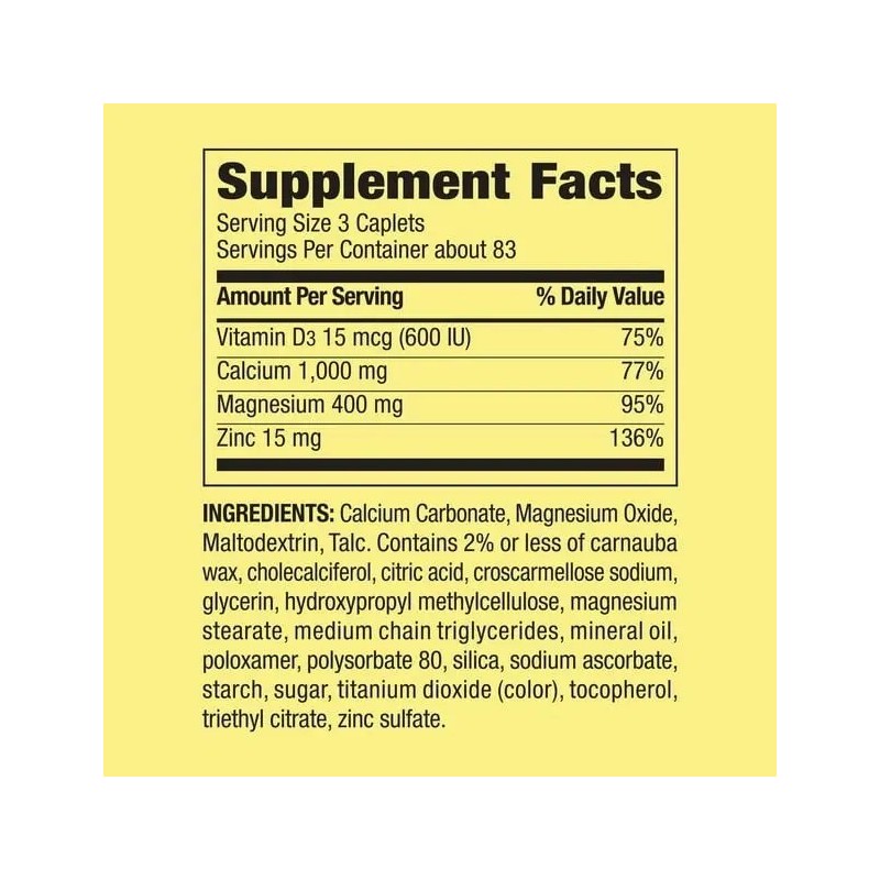 Calcio Magnesio Zinc Vitamina D3 250 Caps Premium
