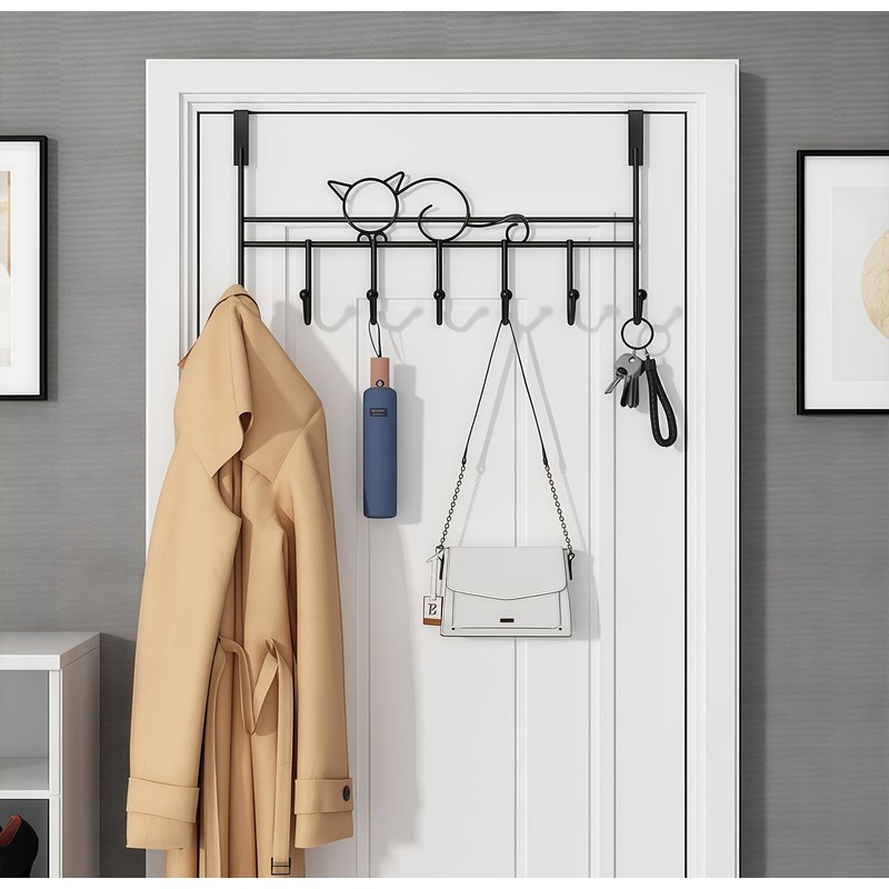 WBDXWB Over The Door Hook, Cat-Shaped Over Door Hanger for