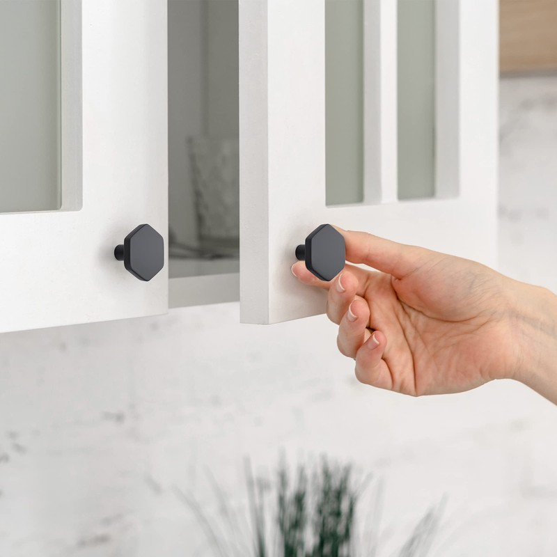 Home Expert Black Cabinet Knobs 15 Pack Solid Kitchen Cabinet