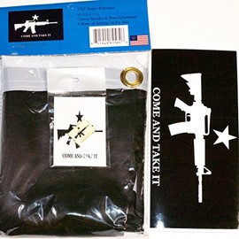 NRA "Come And Take It" 2nd Amendment Flag 3'x5 (BLACK) Decal Pin Package