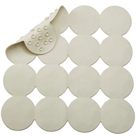 Webos Anti Slip Shower Mat: Natrul Rubber Non Slip Bath Mat for Tub with Strong Suction Cups Bathtub & Tub Mats for Elderly and Kids Bathroom Square Shower Floor Stall matt (Beige, 21X21)