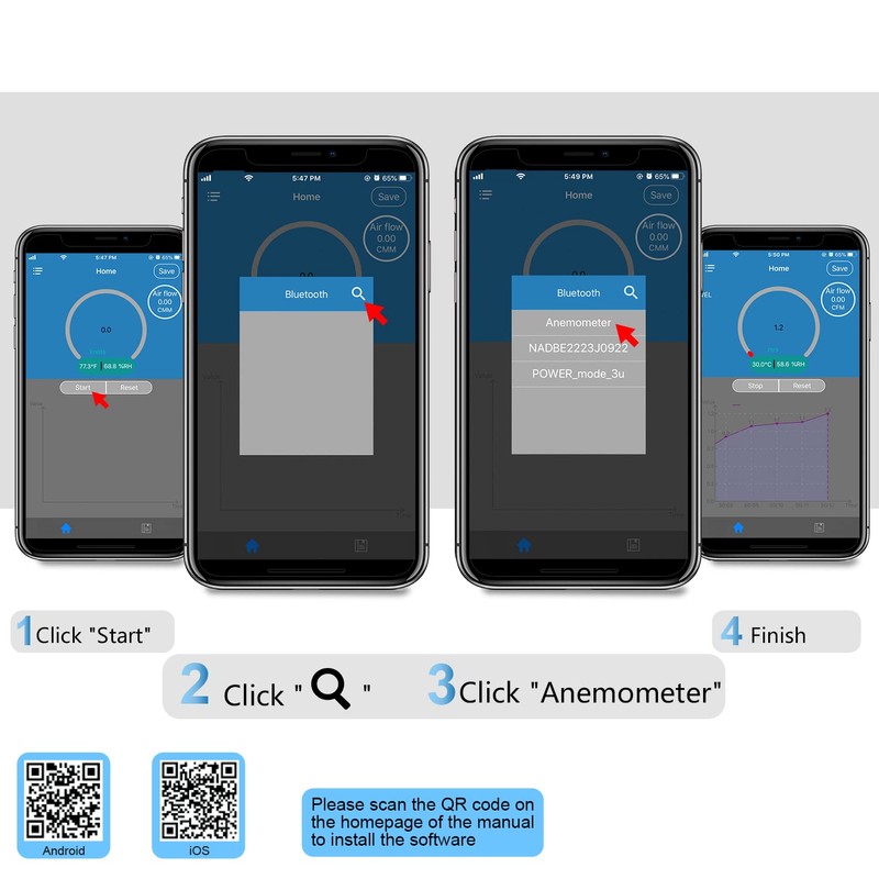 Digital Wind Gauge Anemometer, Portable Air Flow Meter with USB