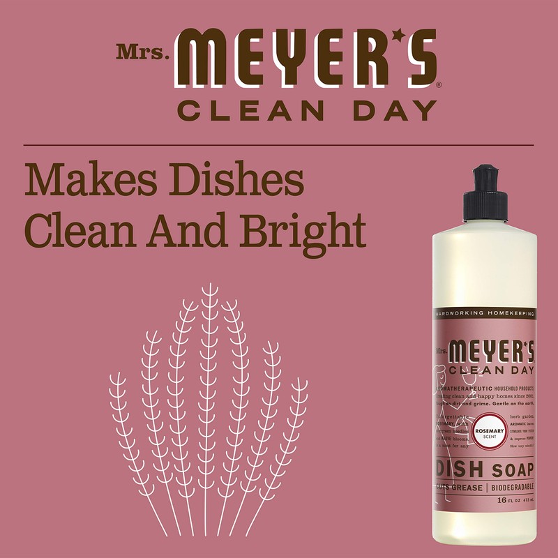 Mrs. Meyer's Clean Day Liquid Dish Soap, Rosemary, 16 Ounce