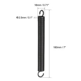 TOP-VIGOR 2Pcs Extension Compressed Spring, 2.5mm Wire Dia, 18mm OD, 180mm Free LengthDurable Steel Compression Springs, Small Dual Hook Extended Tension Springs