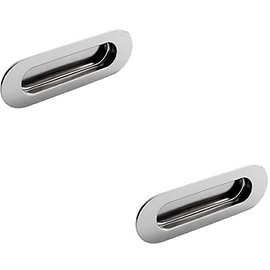 2 Pack | Low Profile Recessed Flush Pull- 120 x 41mm- 13mm Depth- Bright Stainless Steel | Inset Drawer Flush Pulls - Recessed Sliding Cabinet Door Pull Handle - Inset Design