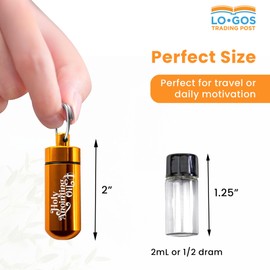 Gold Metal Anointing Oil Keychain with Glass Vial - 2mL Capacity - Portable Anointing Oil Container for Holy Water & Essential Oils - Gifts for Pastors, Believers, Clergy, Missionary Gifts