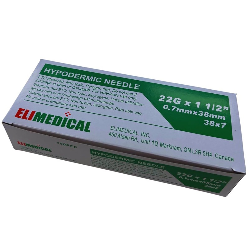 Elimedical Disposable Needle for Animal, Pet and Industrial Dispensing, 22G