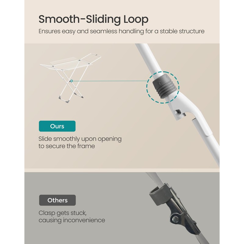 SONGMICS Clothes Drying Rack, Metal Laundry Drying Rack, Foldable, Space-Saving,