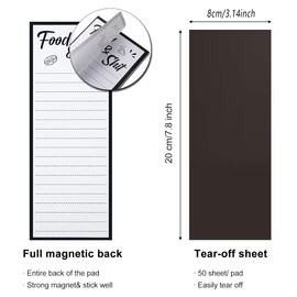 AIMALL 4 PCS Magnetic Notepad for Refrigerator – Tear-Off Memo Pad with Strong Magnet, Perfect for Grocery List, Messages, and Reminders, 14cm by 5cm, 50 Sheets per Pad