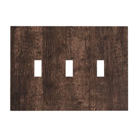 WMHUSU Decorative Light Switch Plate Covers Rustic Dark Brown Wood Grain Farmhouse Cabin 3 Gang Wall Plate Switch Cover Plate Triple Toggle Jumbo Electrical Faceplate for Farmhouse Cabin Decor