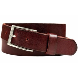 Women's Belts Full Grain Genuine Leather One Piece Casual Dress Belt 1-1/8" (30mm) wide (Burgundy-Silver, 34)