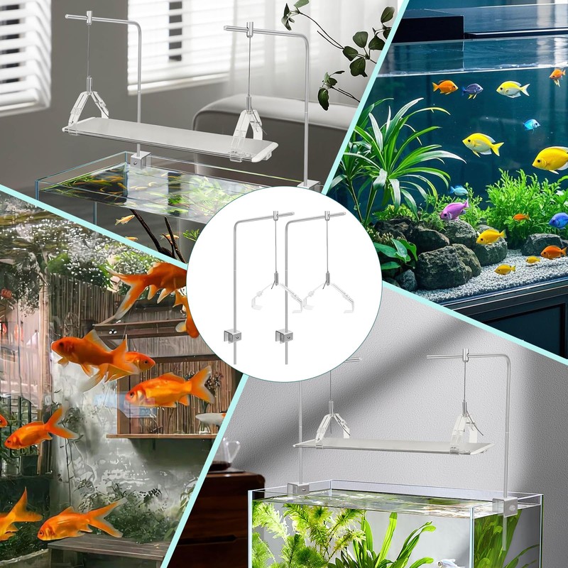 2Pcs Aquarium Light Rack, Adjustable Aquarium High Brightness Light Hanging