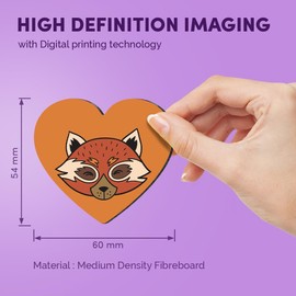 1x Heart MDF Magnet 6cm - Red Panda Bear Cute Animals Wild Cartoon - Fridge Locker Office Whiteboard Toolbox #58679