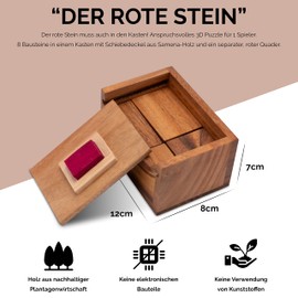 The Red Stone - 3D Puzzle - Logic game in wooden box