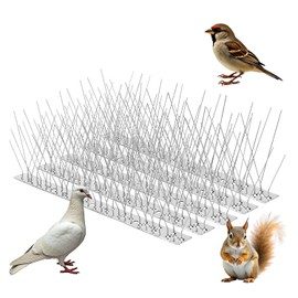 iFealClear 10 Pack Metal Bird Spikes for Keeping Small Birds, Woodpeckers, Squirrel Away, Heavy Duty Pigeon Spikes with Stainless Steel Base Cover 10.86 Feets for Outdoor Wall Fence, Easy to Install