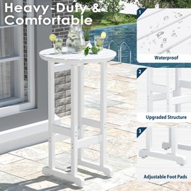 nalone 40" Outdoor Bar Table, All Weather HDPE Bar Height Patio Table Counter Round Patio Cocktail Bar Tables, Tall Bistro Pub Table for Deck, Porch, Backyard, Garden