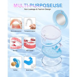 UCEC Retainer Cleaner Case, Retainer Case For Cleaning, Retainer Cleaner Container For Dentures, Clear Braces, Mouth Guard, Night Guard & Retainers, Blue