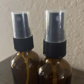 GPS 2oz Amber Glass Bottle with Black Mist Sprayer Pack Of Two
