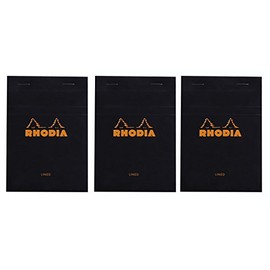 Rhodia Classic Black Notepad graph - 4 in. x 6 in, Pack of 3