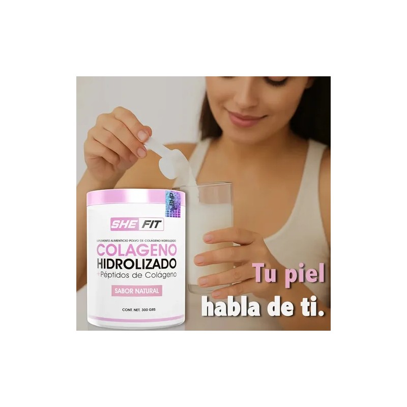 BHP Colageno Hidrolizado + Péptidos 300g Mujer Articulación Sabor Natural