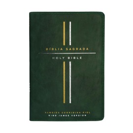Bíblia Bilíngue, Português/Inglês, ACF/KJV, Couro Soft, Verde, Leitura Perfeita