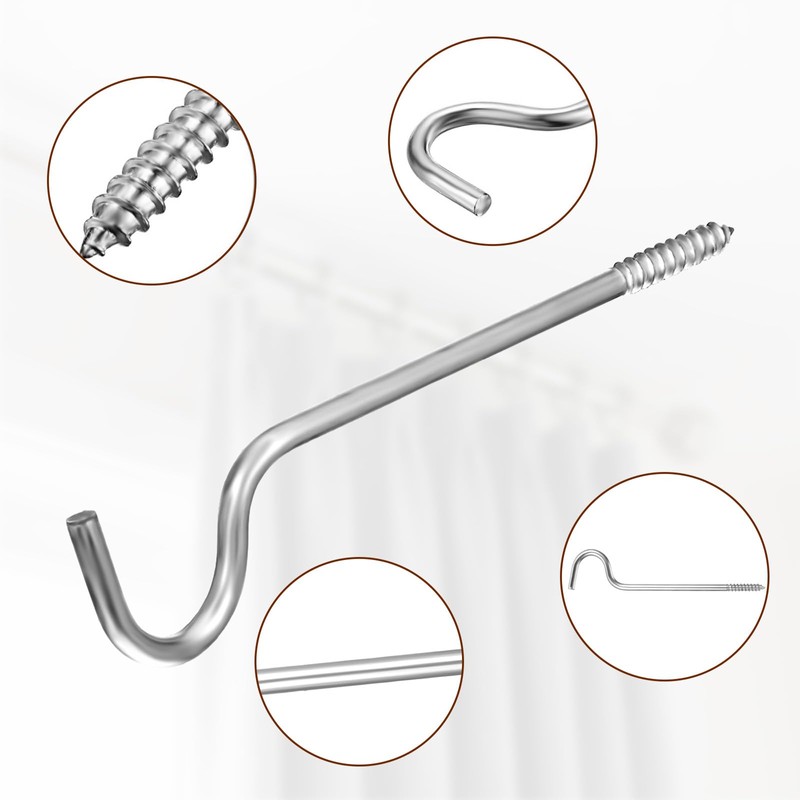 4 Pieces Single Curtain Rod Support, Silver Simple Curtain Rod