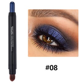 Cream Eyeshadow Stick- No Crease Glitter Shimmer Metallic Blue Cream Eye shadow Stick with Soft Brush, Rotatable Eye Brightener Pen Crayon, Long Lasting Waterproof Metallic Eye Makeup for Women-#08