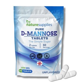 naturesupplies D Mannose Tablets 1000mg - 120 Pack Dmannose Tablets - (Not D Mannose Capsules or Powder) - Suitable for Vegetarians and Vegans - High Strength D-Mannose Supplement from Naturesupplies