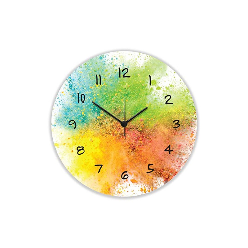 GRAVURZEILE Splash Love Wooden Wall Clock, 100% Silent, No Ticking,