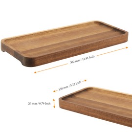 MUKCHAP 5Pcs Wood Serving Tray, 11.8 x 5.1 x 0.8 Inch Rectangular Wooden Fruit Platter Tray, Wooden Trays for Food, Decorative